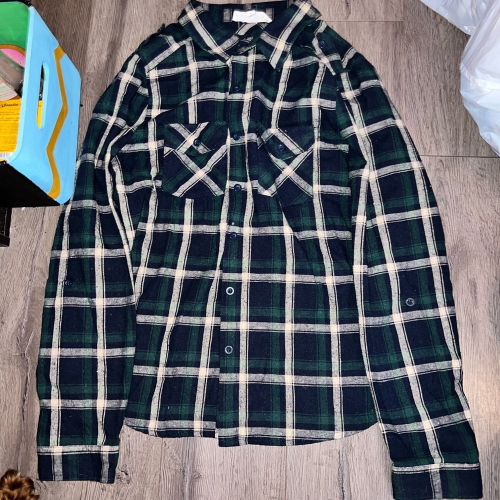 Love Tree Green and Blue Plaid Shirt